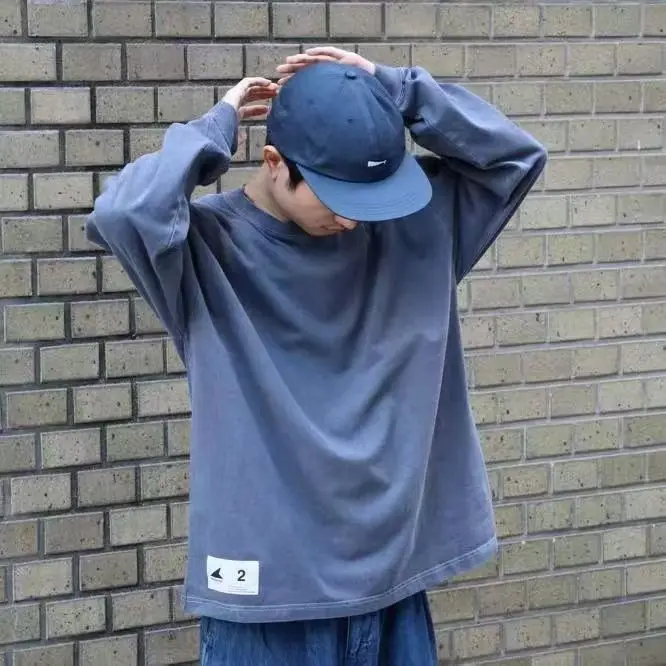 2025 DESCENDANT Retro Tie-Dye Round-Neck Long Sleeve T-Shirt Men's Casual Loose Fitted Top TX1539