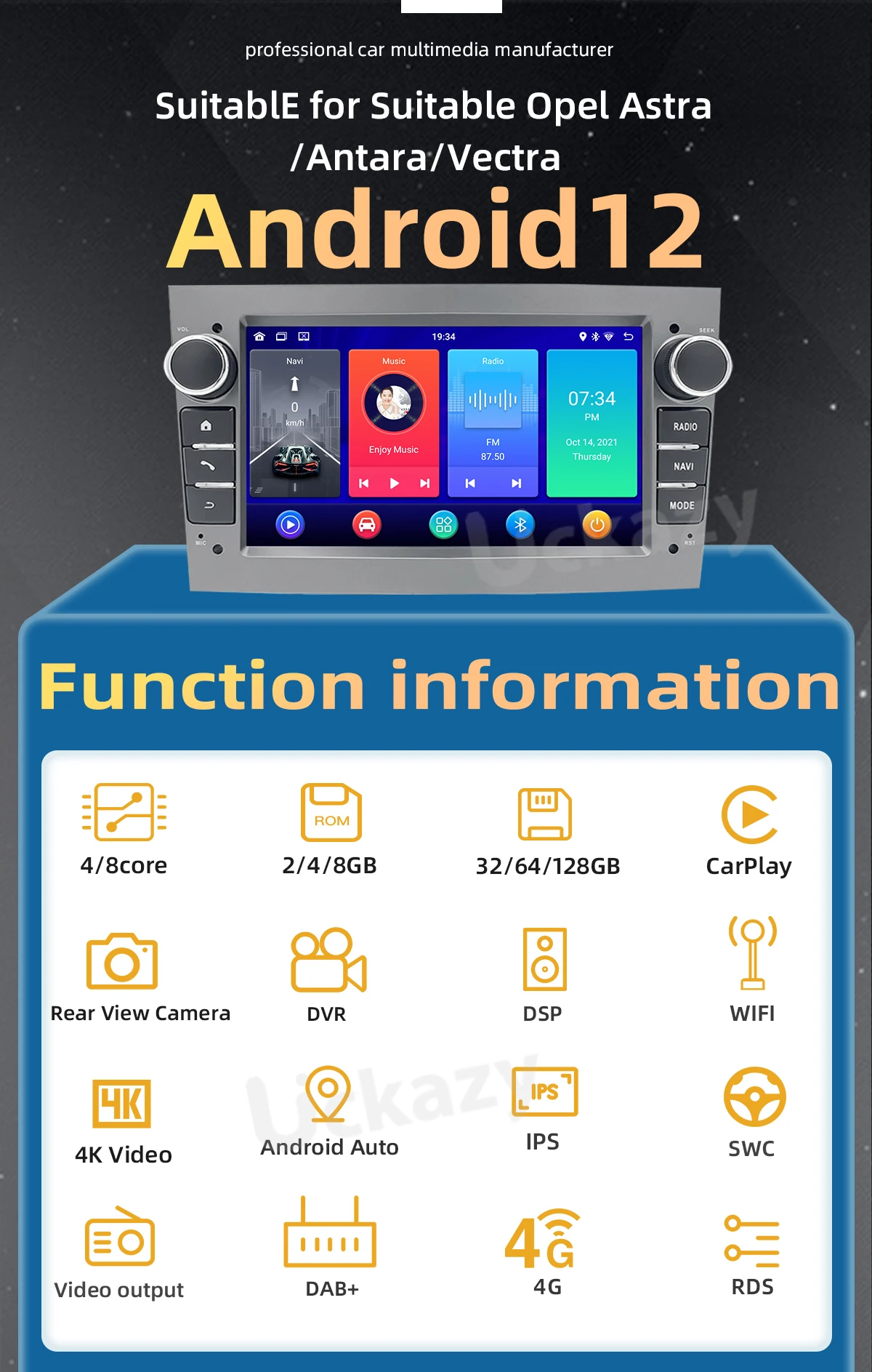 Autoradio 2 din Android 13 Per Opel Vectra C Zafira B Corsa CD Astra HG Jvivaro Meriva Multimedia Stereo Audio GPS di Navigazione