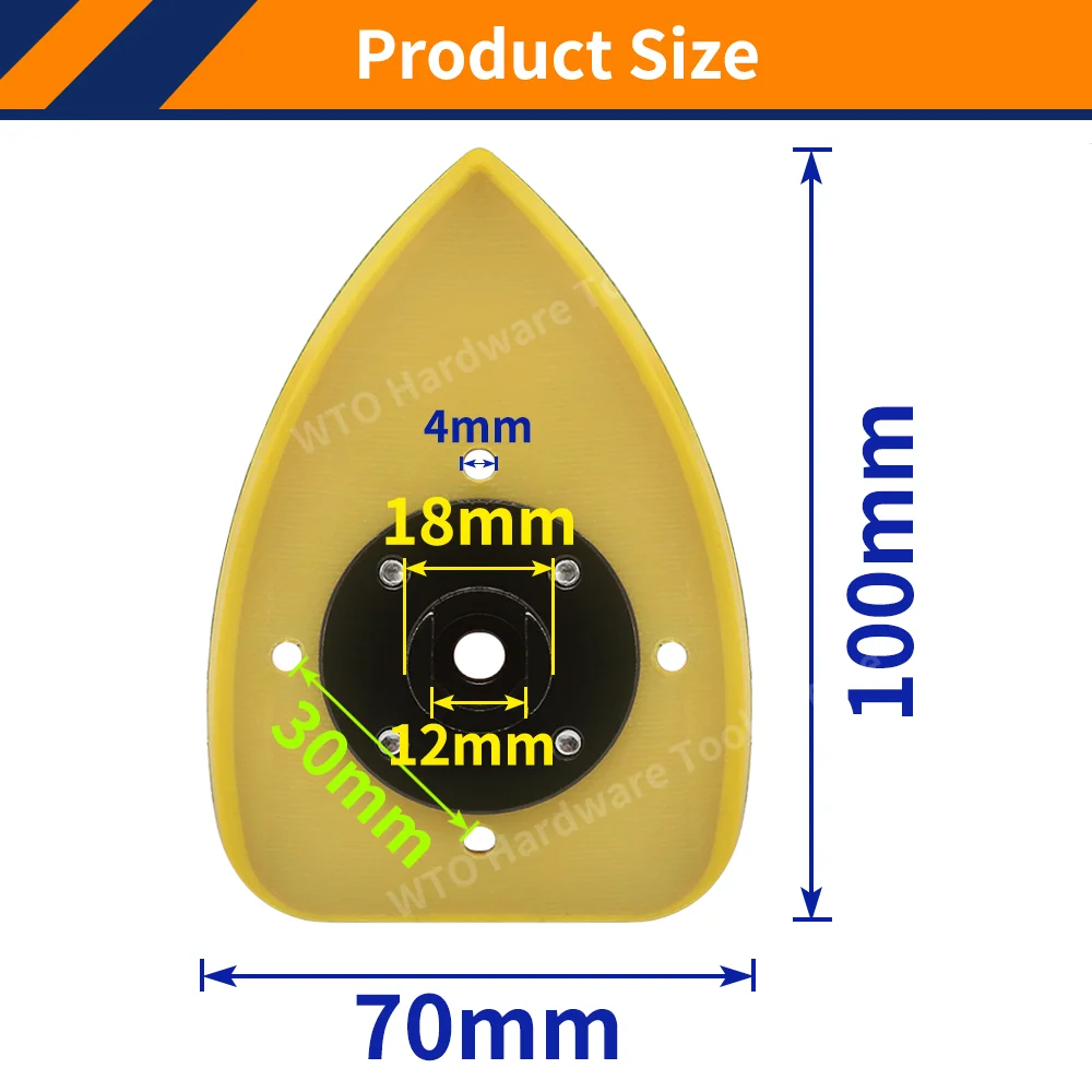 1PC 70*100mm Triangle Sanding Backup Pad with Iron Plate Sander Backing Pad, for Polishing Power Tools Accessories