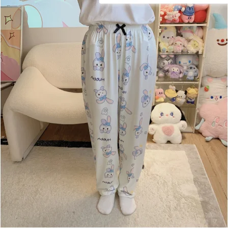 New Sanrio Pajama Pants Hello Kitty Kuromi Stellalou Lina Belle Women\'s Home Pants Casual  Ins Style Thin Sweet Cartoon Pajamas