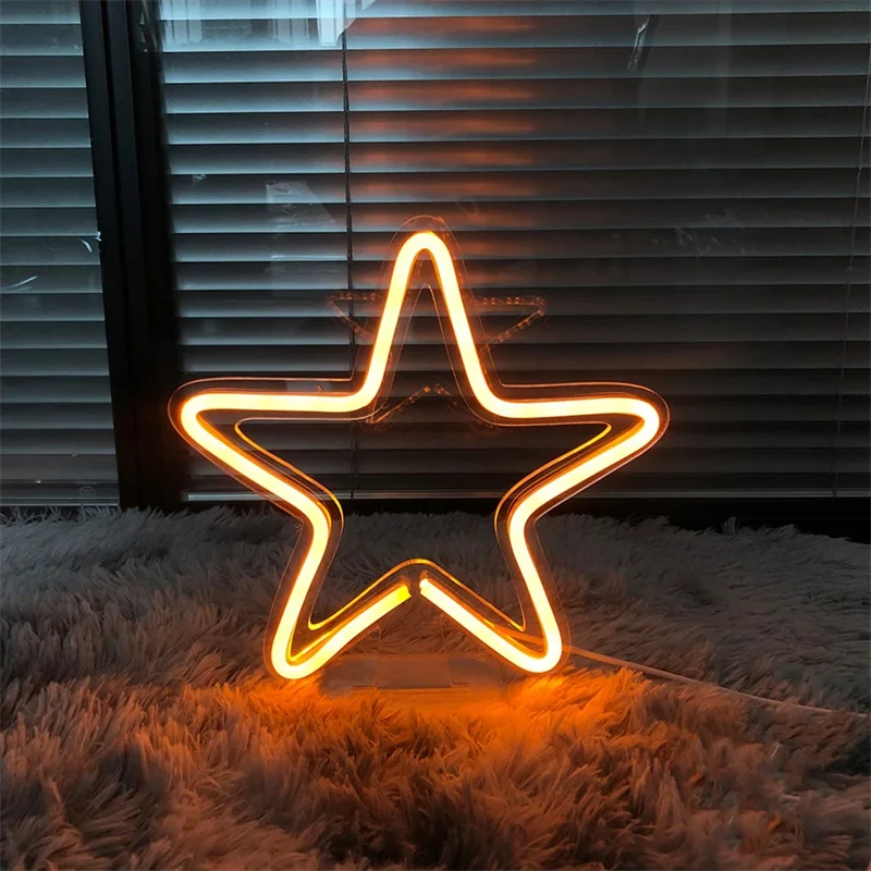 

9.8" USB LED Mini Lamp Stars Sign Desk Light Custom Neon Sign Bedroom Kids Room Decoration Party Wall Decor