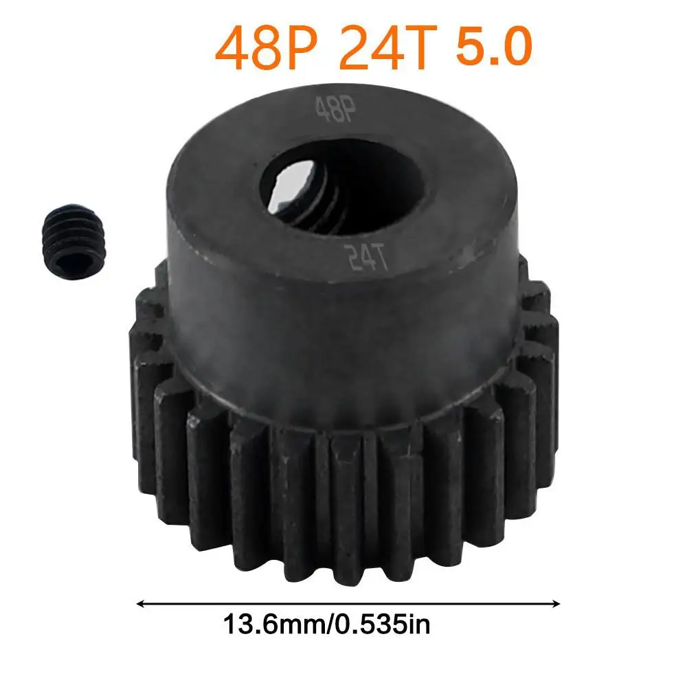 48p 5mm 16t 17t 18t 19t 20t 22t 24t 25t 28t Zwart Stalen Metalen rondsel Motor Gear Voor 1/10 Axiale Scx10 Rc Model Auto Motor Onderdelen
