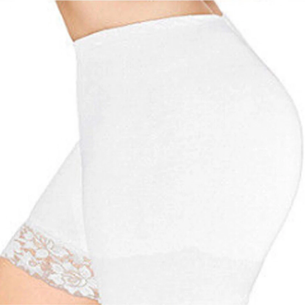 Women High Waist Safety Short, Plus Size Seamless Pants, Solid Color Lace Trim Briefs