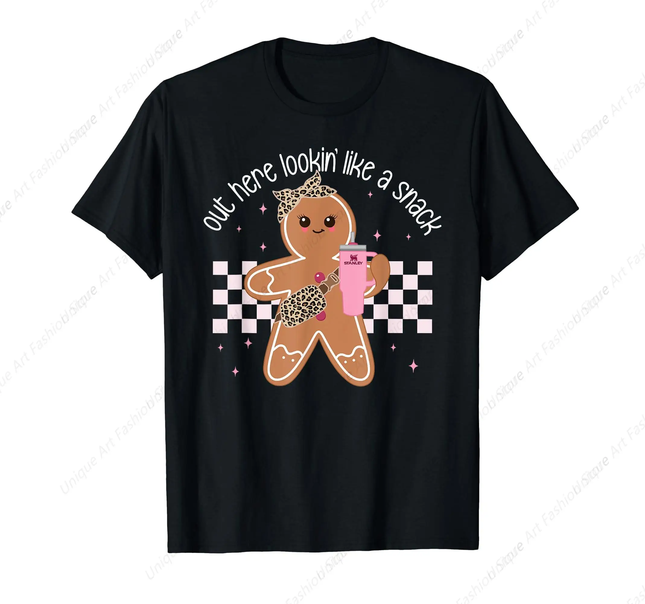 Out Here Lookin' Like A Snack Navidad pan de jengibre Navidad camiseta Harajuku ropa informal estilo hip-hop camisetas gráficas creativas verano