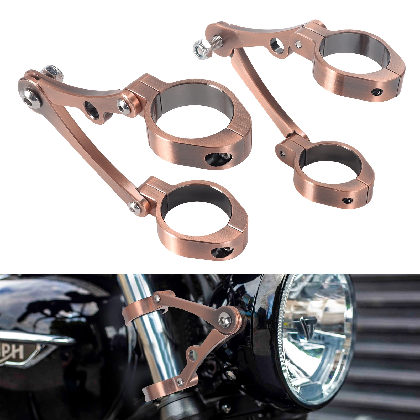 33mm-58mm Scheinwerferhalterung Gabelrohr-Lichthalter 54mm 49mm 45mm 41mm 37mm Motorrad Bobber Cafe Racer Universal