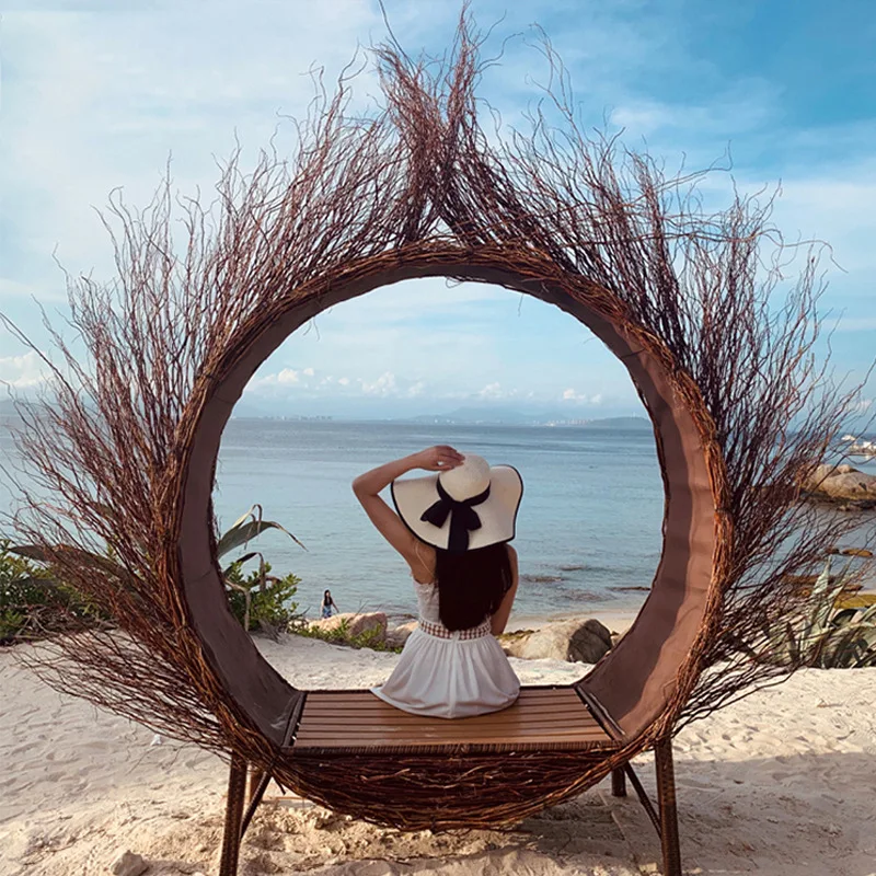 Bali beach chair Internet celebrity creative rocking chair scenic spot floor hanging round, outdoor leisure, swing chair