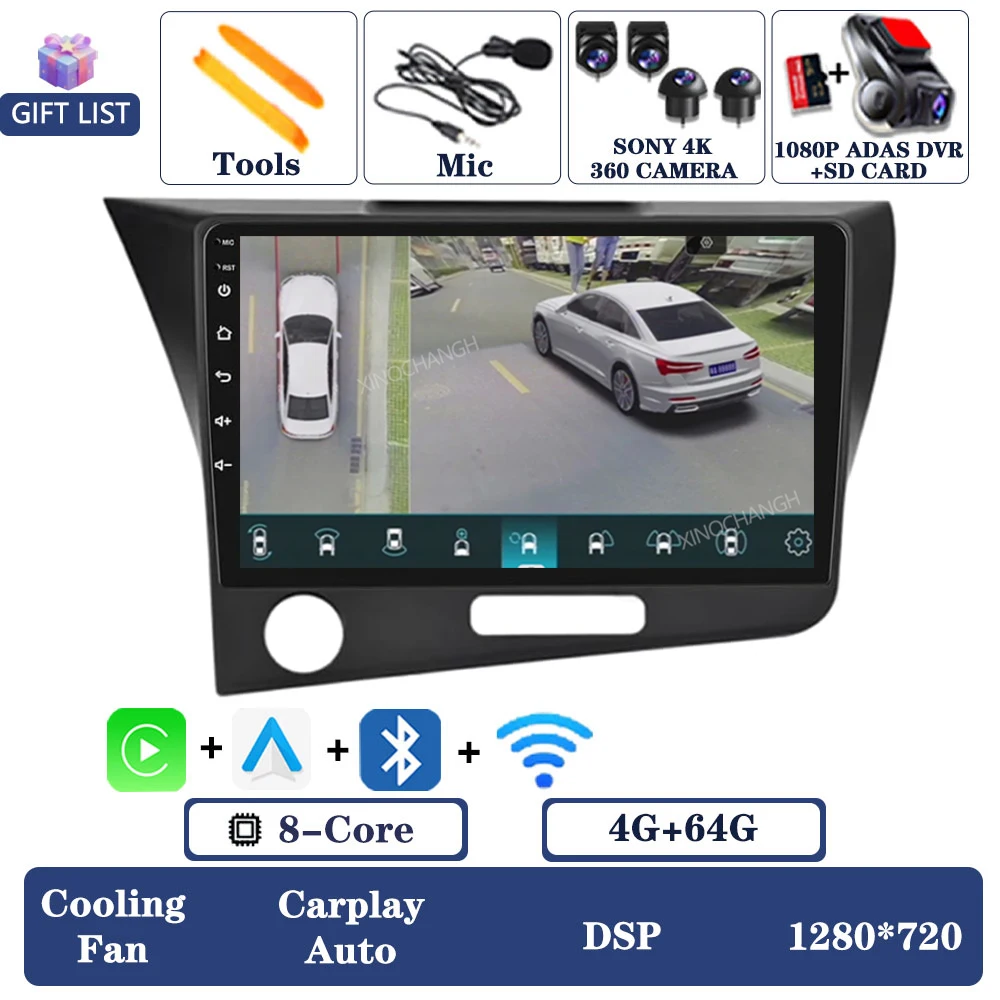 Android 15 Autoradio Voor Honda CRZ CR-Z 2010-2016 QLED Multimedia Stereo Video Player 4G LTE 5G WIFI 2DIN BT Carplay Auto GPS