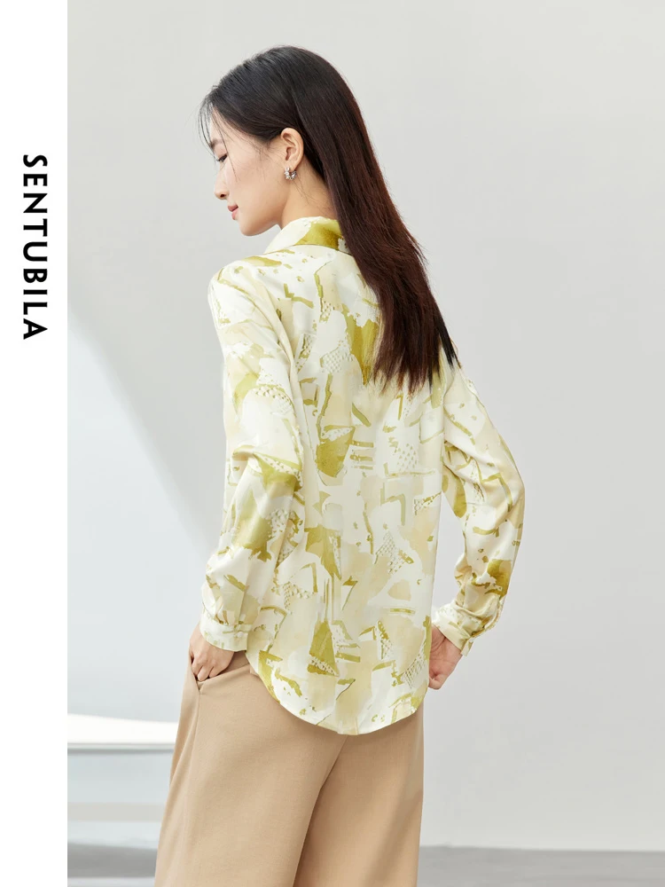 SENTUBILA Polo Collar Loose Women's Shirt & Blouse 2024 Spring Summer Fashion Casual Long Sleeve Button Up Blouses 141C53132