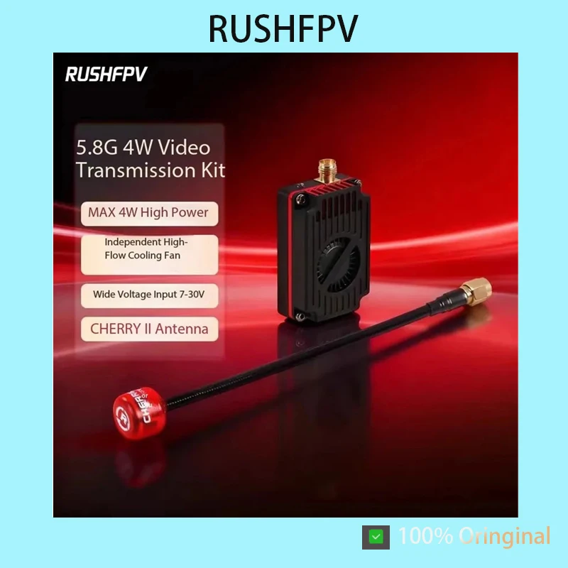 

RUSHFPV CHERRY II 5.8G 4W High Power VTX Antenna 5362-5945MHz IRC Tramp PIT Control FPV Transmitter 25mW/200mW/1600mW/4000mW Lon