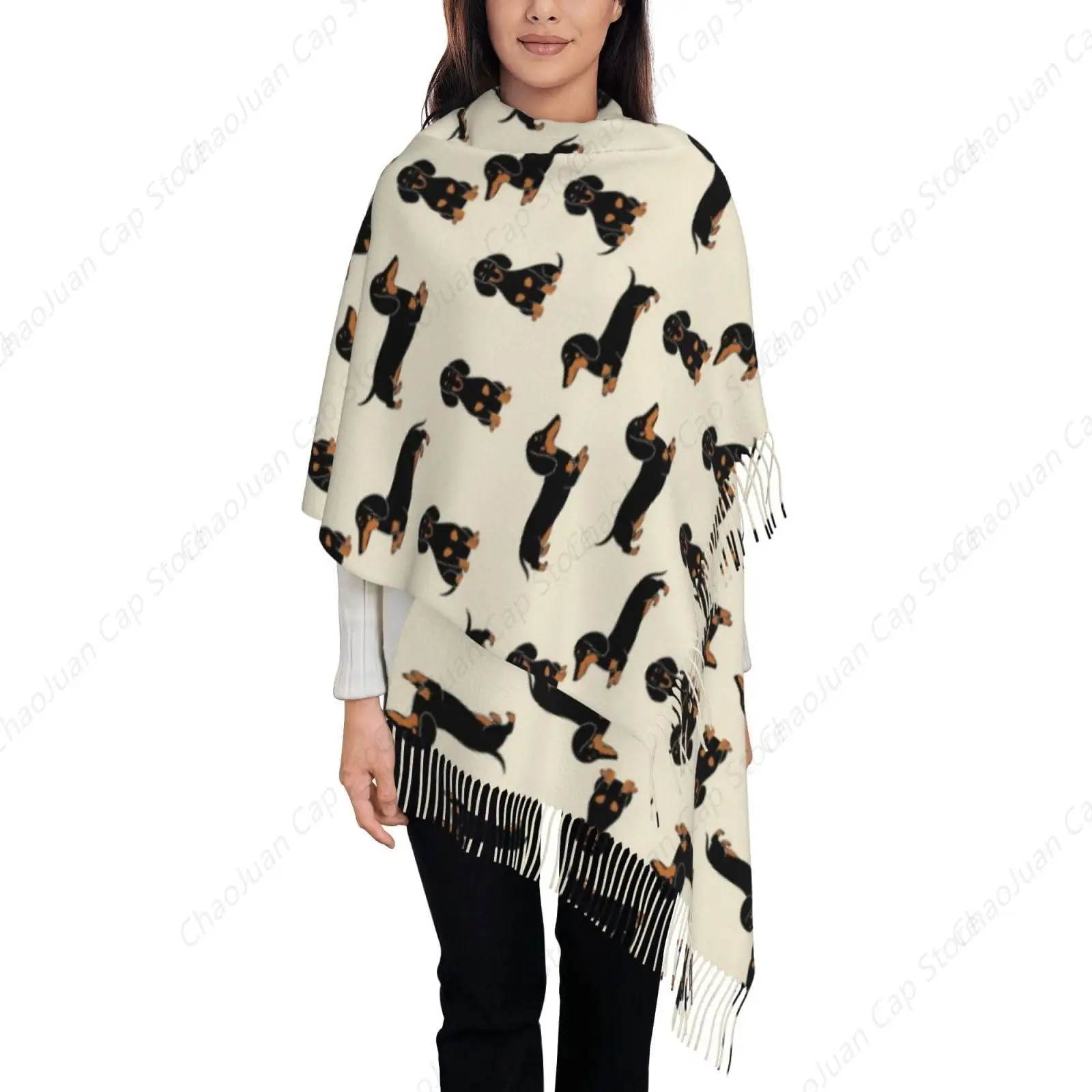 وشاح كارتون دشهند وينر للكلاب الأليفة وشاح شتوي دافئ وشاح كبير الحجم للنساء والفتيات، وشاح كشمير خفيف الوزن