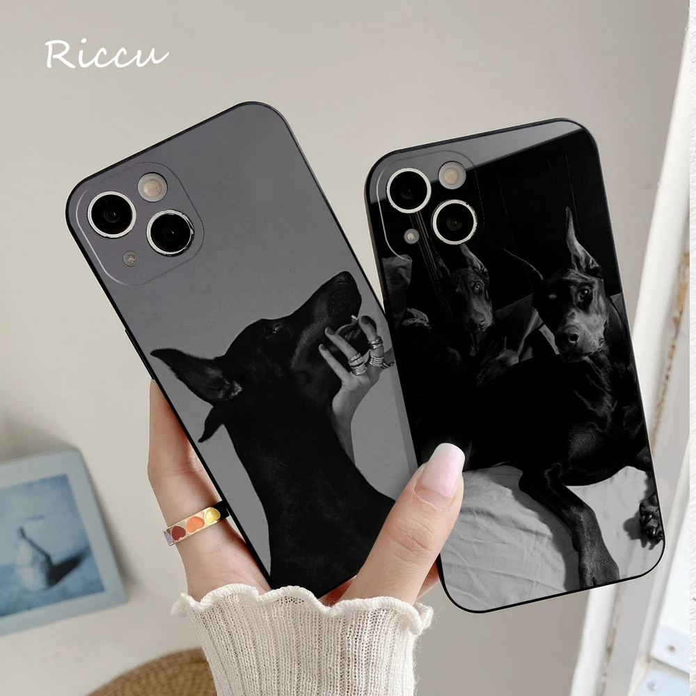 FOR IPhone 14 Animal Doberman Dog Soft Case for Iphone 14 11 12 Pro 8 7 Plus X 13 Pro MAX SE2020 XR XS RICCU Soft Covers