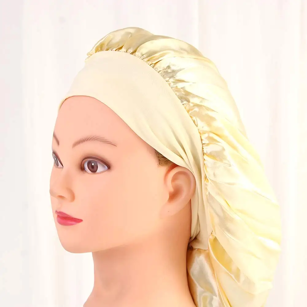Fashion Wide Nightcap Hair Care Women Night Sleep Silk Sleeping Hat Satin Bonnet Shower Caps Hair Cap