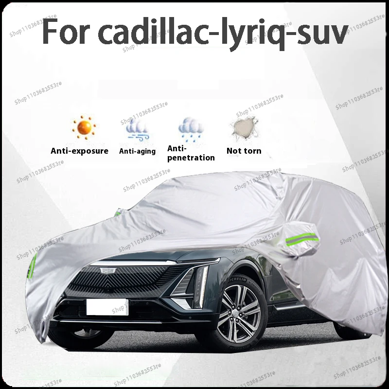 

Чехол для автомобиля Cadillac Lyriq Fit — водонепроницаемый, пылезащитный, солнцезащитный козырек (УФ), снегозащитный | Серебряное полное покрытие с защитой в течение всего дня