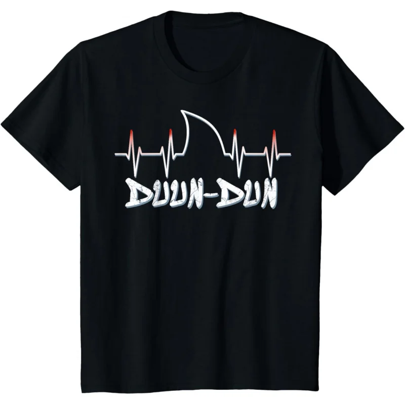 

Shark Heartbeat Week Duun Dun Funny Gift t shirt Vintage Graphic Tee 100% cotton printed clothes All size Tops S-6XL