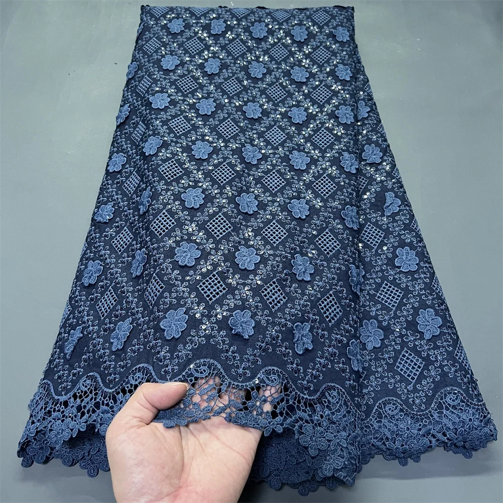 2026 Afrikanische Nigerianische Hochwertige Pailletten für Hochzeitskleider Chiffon Tüll Spitzenstoff Party Guipure 5Yard Baumwolle zum Nähen JL360
