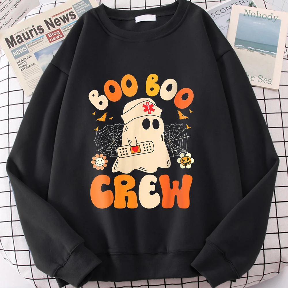 Groovy hoodies Boo Boo Crew Nurse Ghost Halloween Funny Nursing Sweatshirt Halloween Hoodies Women Clothes Lover Pullovers Tops