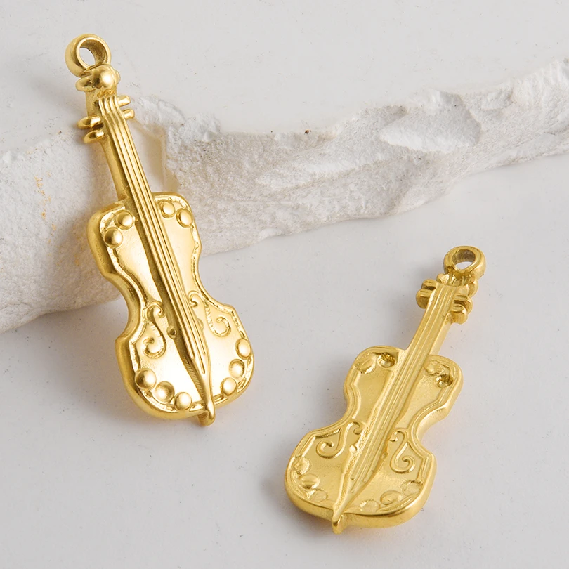 10Pcs Fashion Different Styles Pvd Plated Stainless Steel Pendant Plant Leaves Heart Shaped  Corn Pepper Guitar DIY Jewelry New