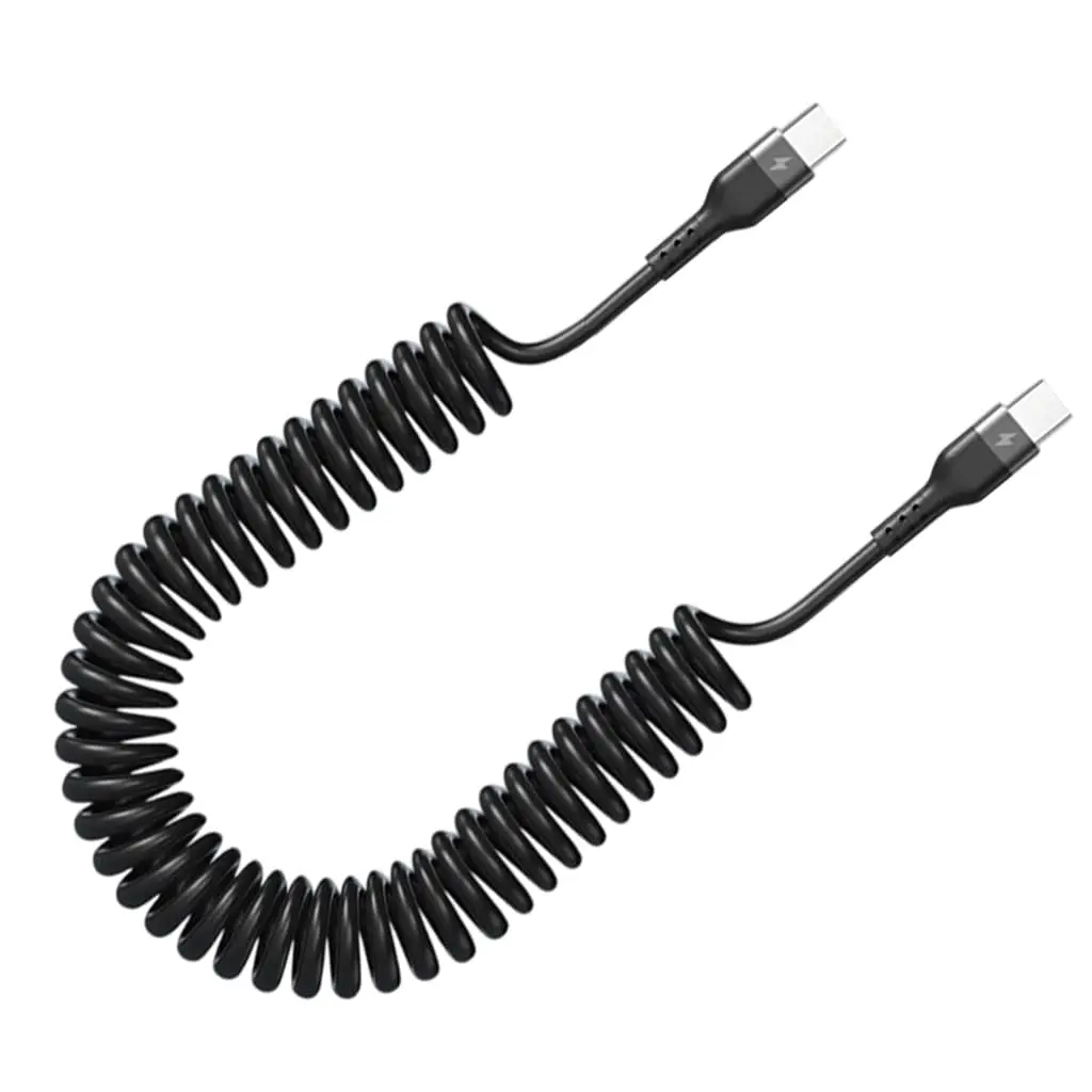 Two USB C fast charger cables 6a current 120w output flexible springs for mobile phones and tablets