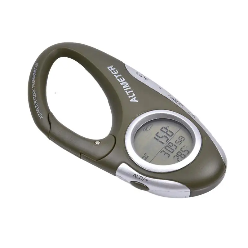 Outdoor Camping Climbing Altimeter Carabiner Barometer Height Measuring Carabiner Altimeter with Thermometer Weather Monitor