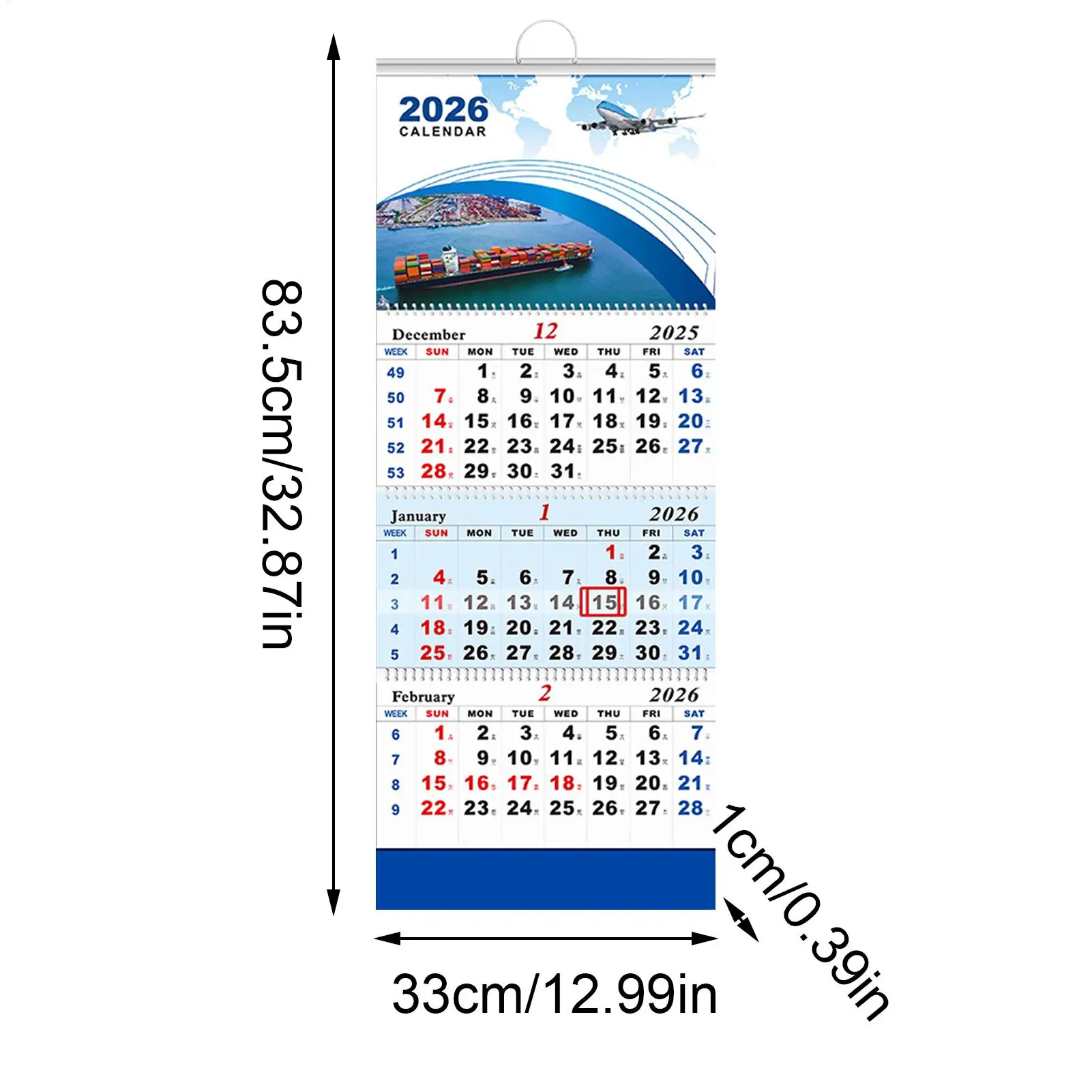 ปฏิทินติดผนังปี 2026, ปฏิทินพับ 4 ทบปีใหม่ธีมการบินสำนักงานวางแผนตารางรายเดือนปฏิทินติดผนัง, ของขวัญปีใหม่
