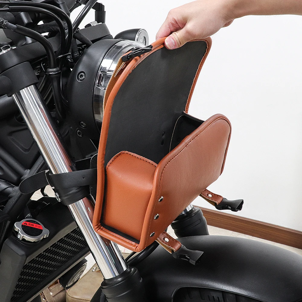 Motorcycle Tool Bag Faux PU Leather Travel Pouch Waterproof Tool Side Pannier Retro Vintage for Harley Bobber Suzuki Honda