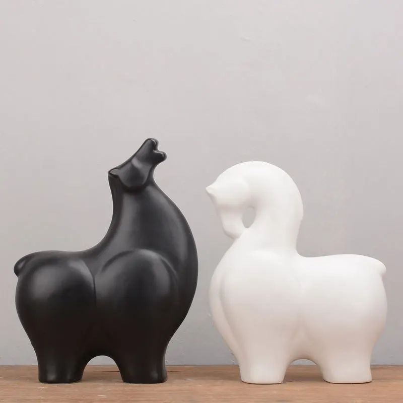 

Ceramic Handicraft Horse Figurine Artificial Animal Decoration Abstract Color Horse Porcelain Sculpture Decorative Figurines