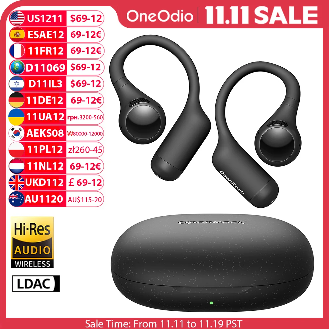 

OpenRock S2 Open Ear Bluetooth 6.0 Earphones Hi-Res LDAC Headphones IPX5 Wireless Sports Earbuds With AI ENC Mic OWS APP Support