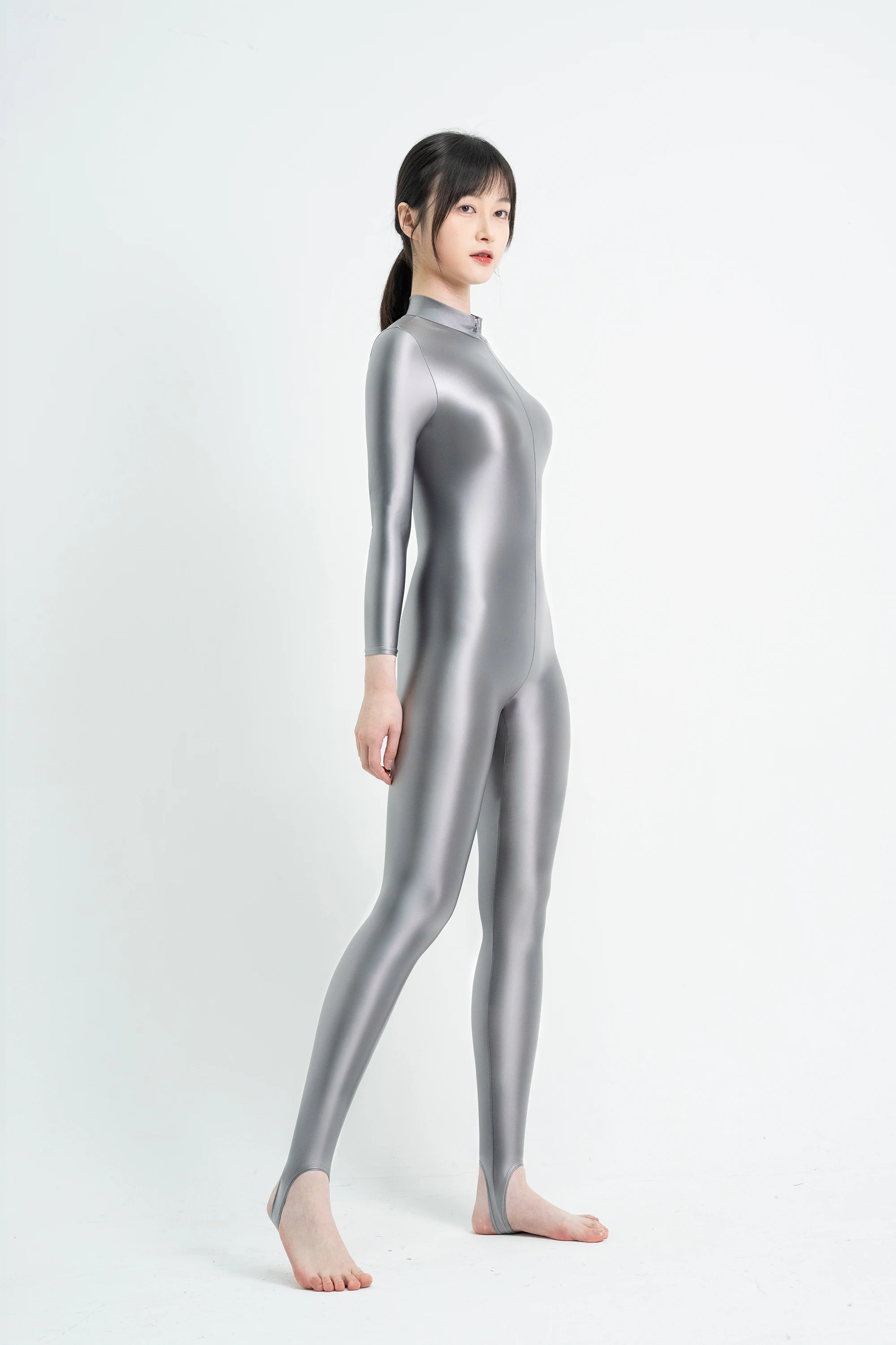 XCKNY sexy Shiny Bodysuit Tight-fitting Oil Smooth Long Zipper Overalls Yoga Zentai Suits Casual Sport Tights Catsuit Jumpsuits