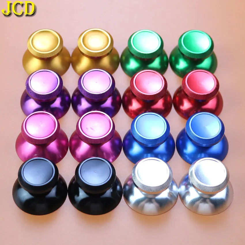 JCD 2PCS Colorful Aluminum Metal 3D Analog Thumb Stick Grip Mushroom Joystick Cap For Xbox 360 Gamepad Controller