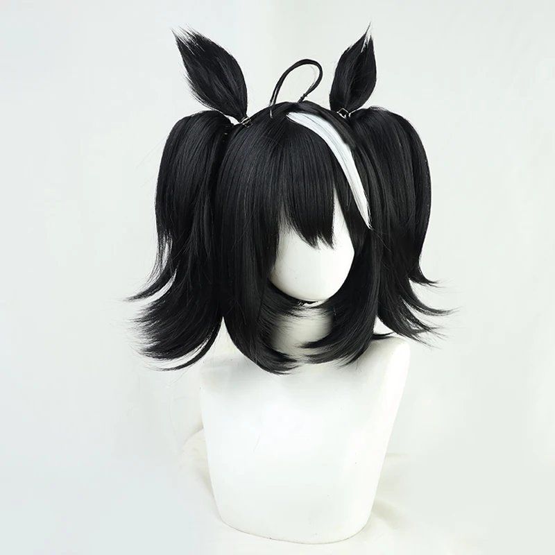 Anime Uma Musume Pretty Derby Kitasan Black Cosplay Wig Ears Tail Halloween Party Prop Synthetic Hair Heat Resistant Fiber