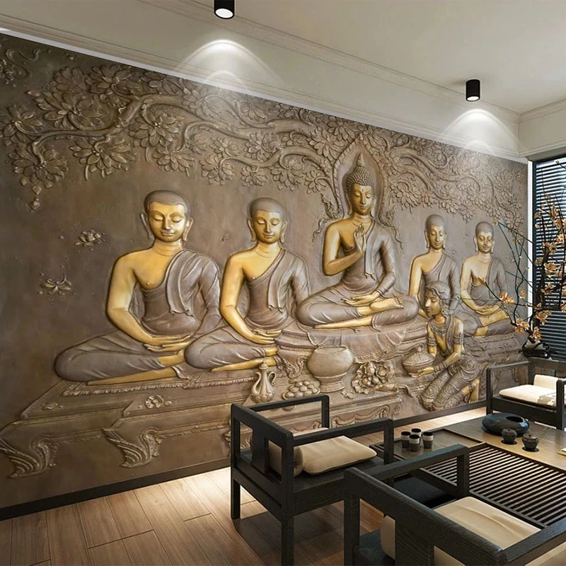 Custom Photo Wallpaper Murals 3D Golden Buddha Statue Study Living room sofa TV background wall bedroom restaurant study Hotel