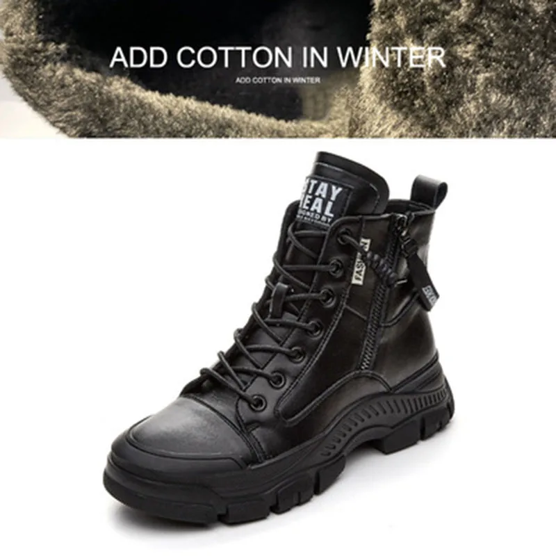 2023 Winter Shoes Genuine Leather Fashion Boots for Women Thick Sole Warm Plush Women Ankle Boots Cow Leather Brand Ladies Botas