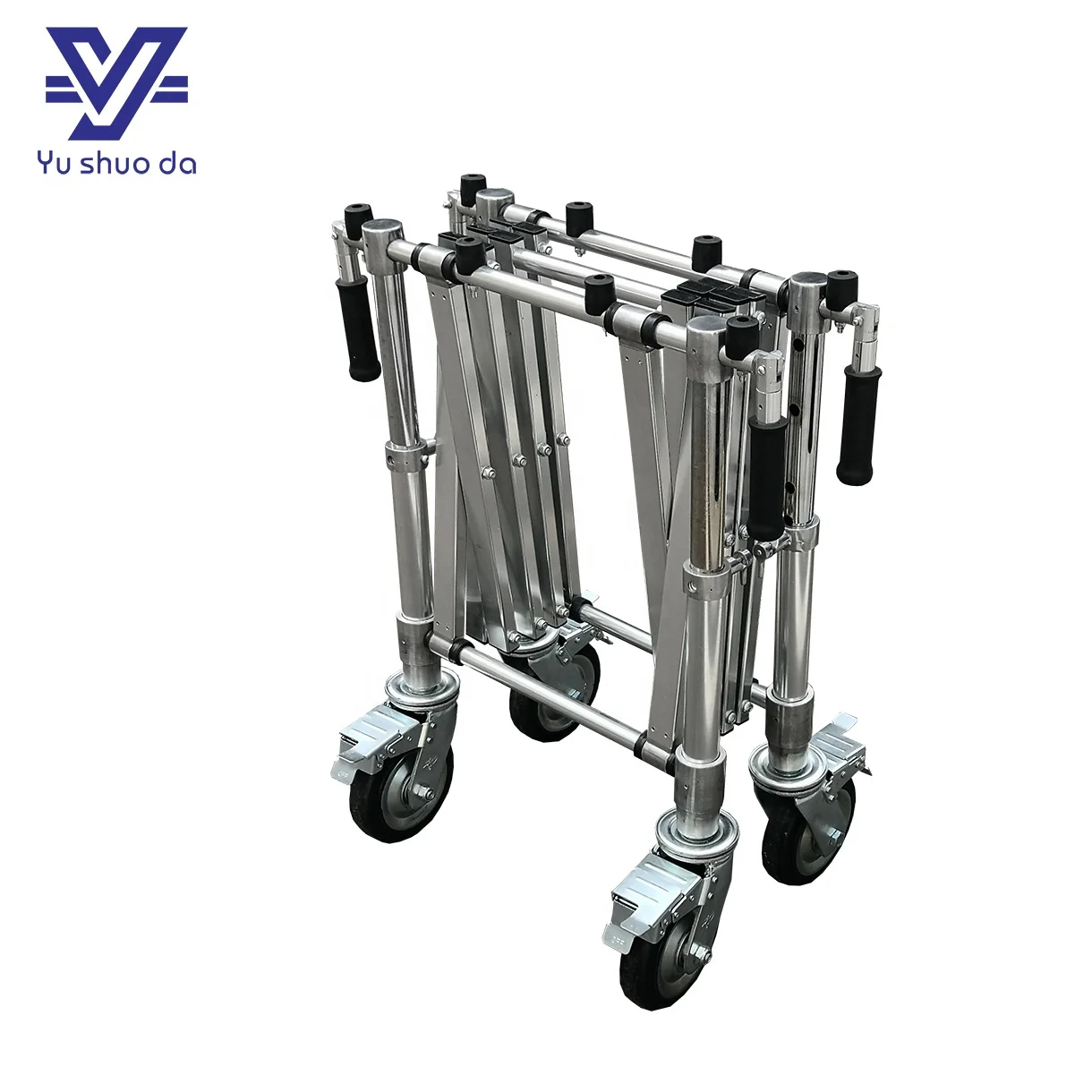 YUSHUODA High Quality Brown/Silver/Golden Metal Coffin Folding Trolley Brakes Aluminum Alloy Construction 400kg Load Capacity