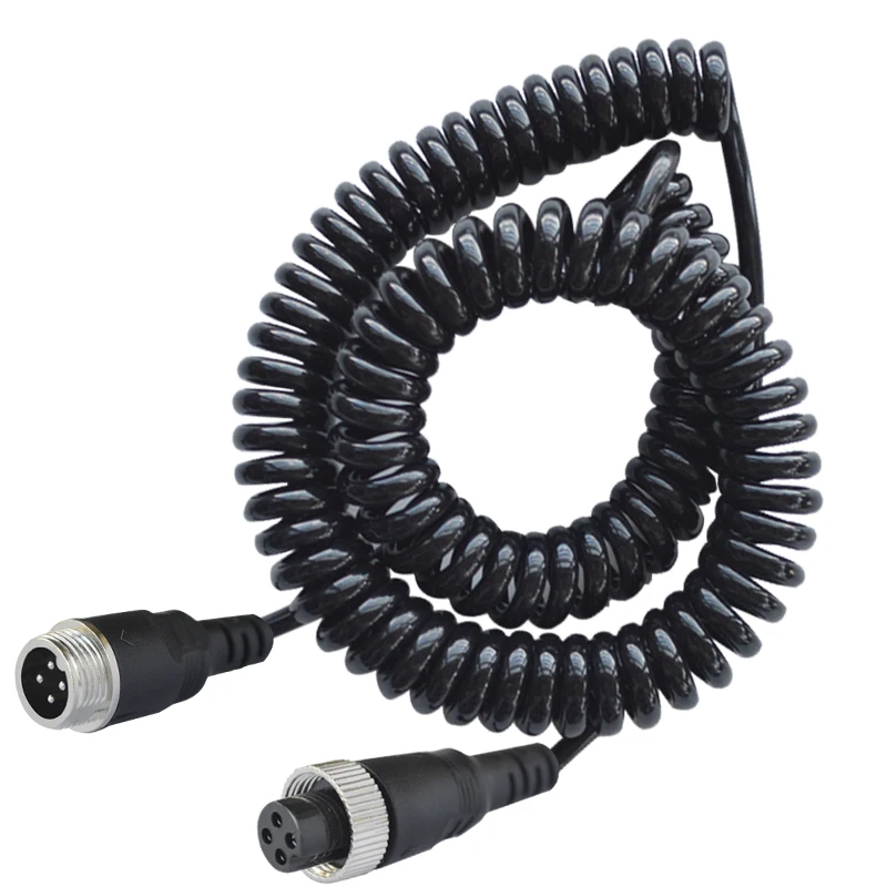 4PIN Spring Telescopic Wire Spiral Cable Stretchable Extension Wire for Bus Turck Lorry RV Monitor DVR TV Camera Connection