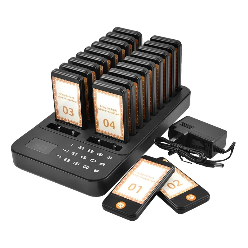 JT-P30 20-Pager Wireless Service Order System Vibrating Buzzer Guest Coaster Pager for Fast Food Restaurant And Cafe