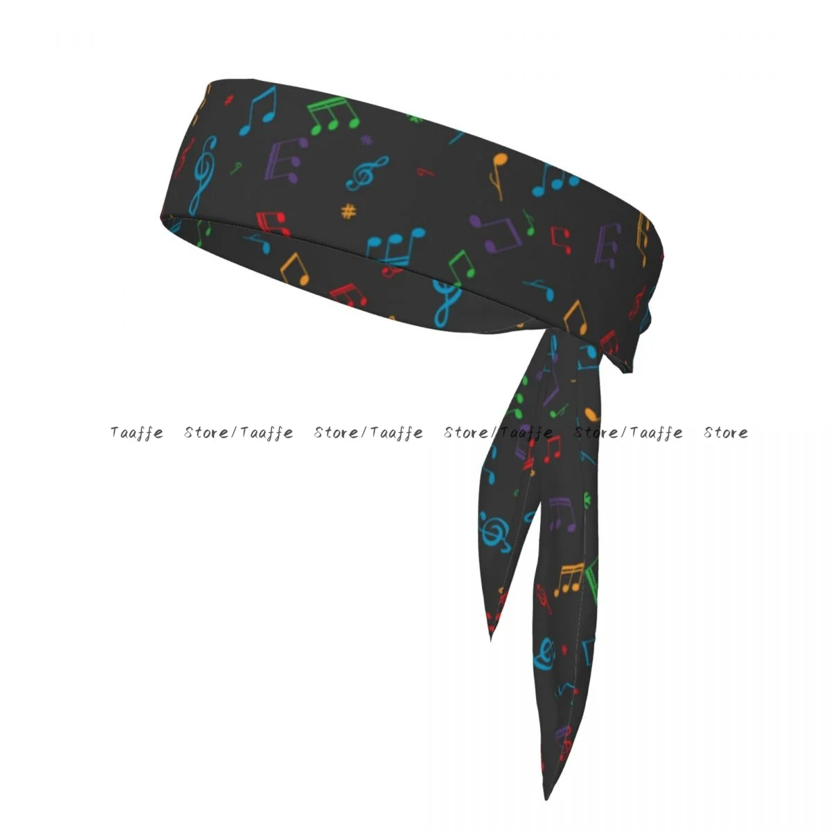 Tie Headbands Musical Notes Pattern Sports Head Band Athletic Sweatband Bandana Sweat Wicking