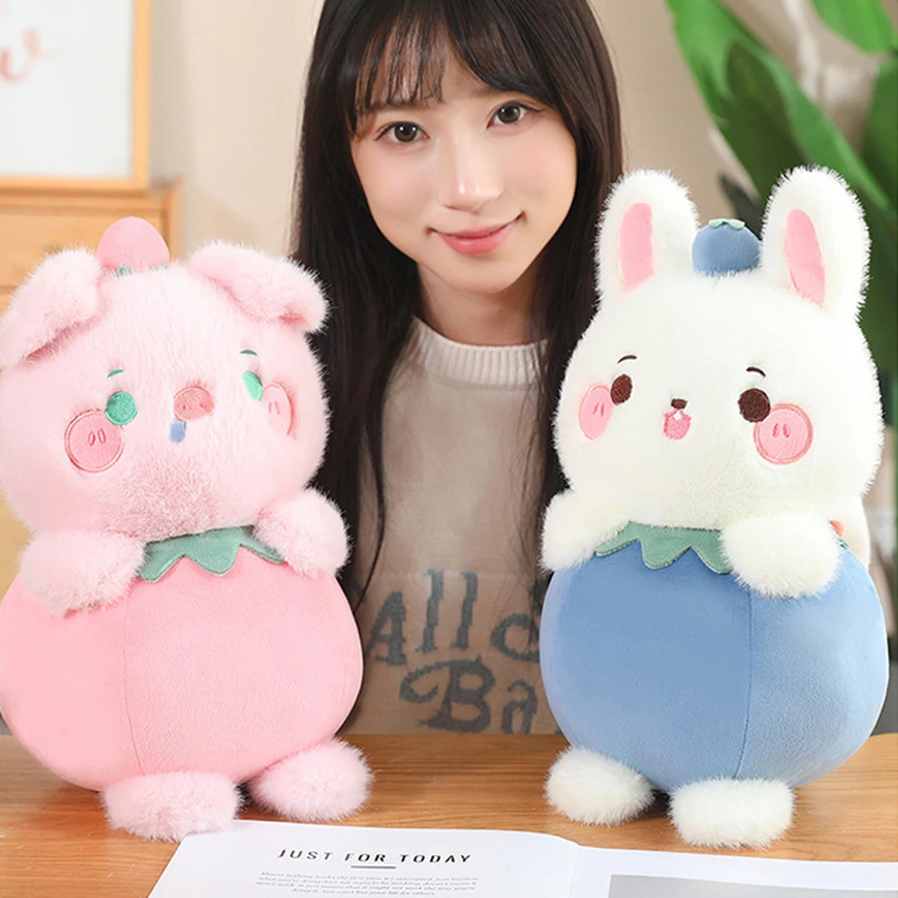 Funny Cartoon Fruit Animal Dog Pig Pumpkin Capybara Soft Animal Rabbit Stuffed Room Decor
