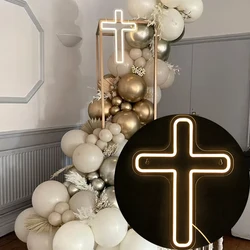 Neon Cross Sign Led Cross Shaped Light for Baptism Party Decorations Welcome Sign Christening First Communion Decor