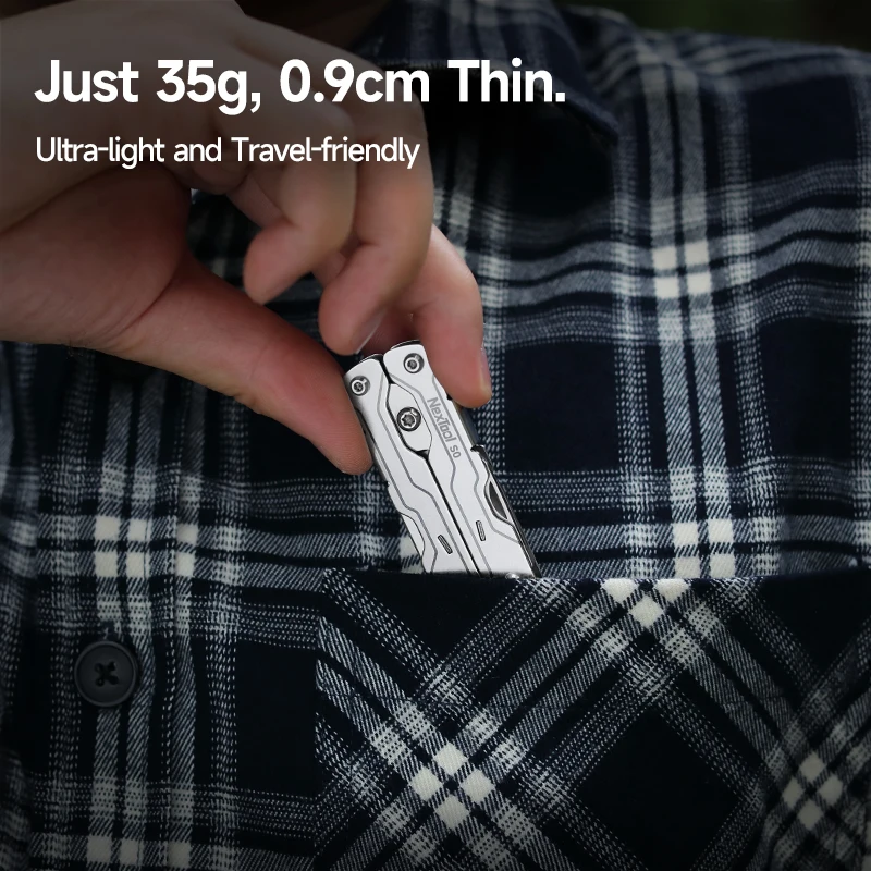 넥스툴 8 in 1 마이크로 멀티툴 S0 미니 세일러 가위 미니 포켓 멀티툴 EDC 접이식... - 2