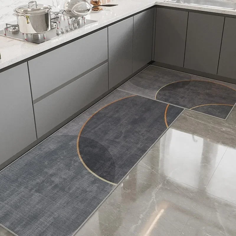 

Kitchen Rug Modern Light Luxury Style Decorative Carpet Non-slip Wear-resistant Floor Mat Long Strip Loop Velvet Foot Mats 주방 카펫
