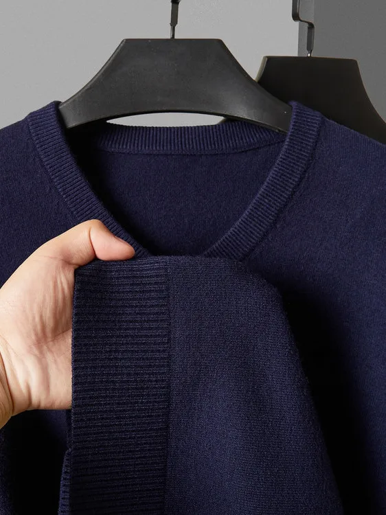 

Men's Thiened Long Sve V-Ne Knitted irt Inner Wear Heart Ne Pure Color Warm Busin Casual Faion Ci Sle Pol...