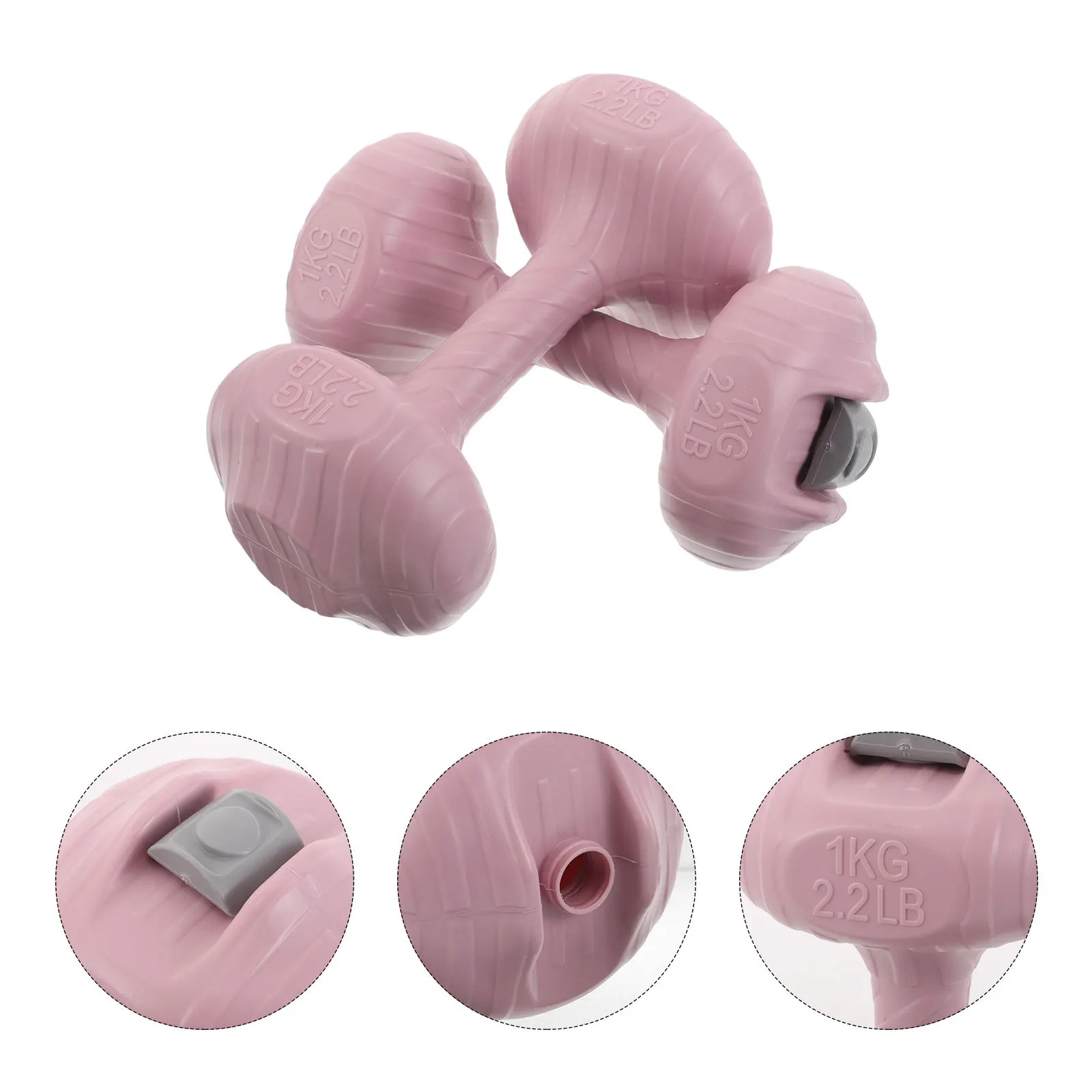

2Pcs Adjustable Water Dumbbells 1kg Pink Portable Hand Weights Soft Non Slip Fitness Training Home Workout Travel Exercise
