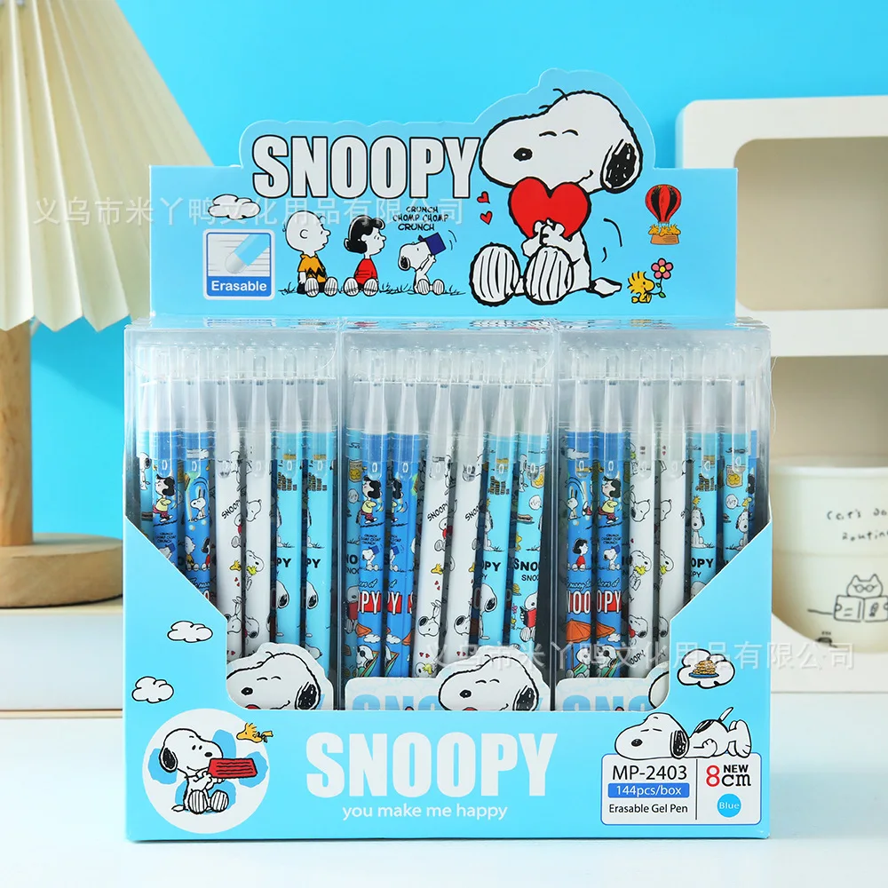 12pcs for Snoopy erasable pen blue core Neutral pen 0.5mm practice pen cute student stationery