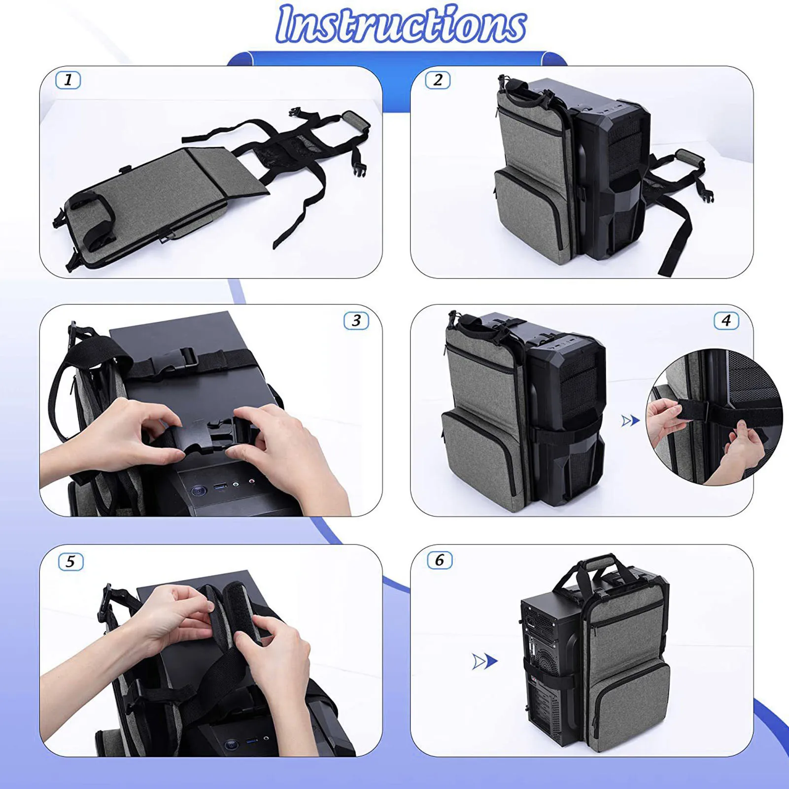 Desktop Gaming Computer PC Carrying Case Travel Storage Carrying Bag, Computer Main Processor Case and Keyboard