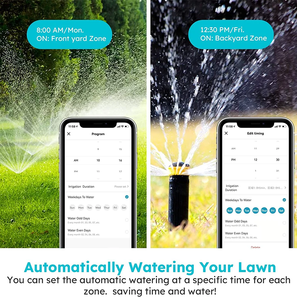 Tuya Smart Home 8 Zone WiFi Sprinkler Controller Watering Irrigation System Remote Access Weather Aware Timer Valve Alexa Google