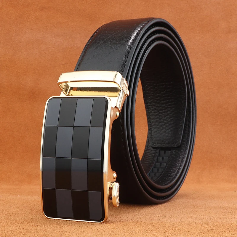 

New 2025 High Quality Men's Automatic Mode Leather Full Blossom Belt Genuine Calfskin Luxury Belt