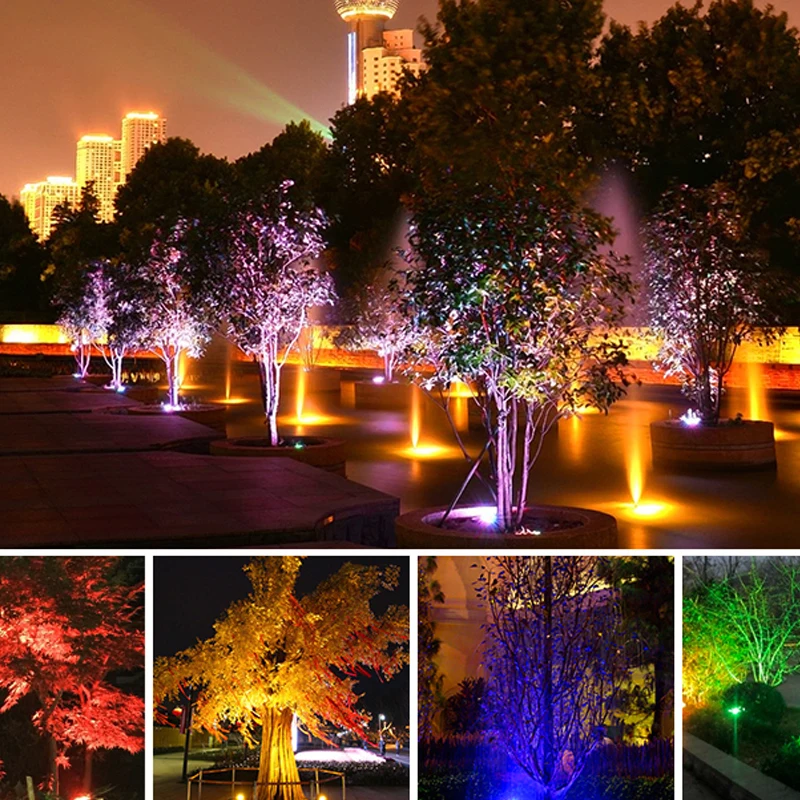 LED Path Light RGB Warm White Landscape Spotlight with Remote Control 6W 12V Waterproof Garden Yard Tree Lawn Outdoor Lighting