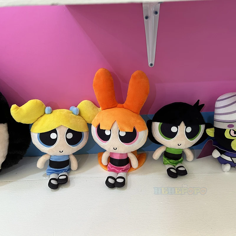 New 3pcs/lot 23cm Cartoon Anime Powerpuff Girls Plush Toys Original Cute Blossom Buttercup Bubbles Stuffed Plush Dolls Gifts
