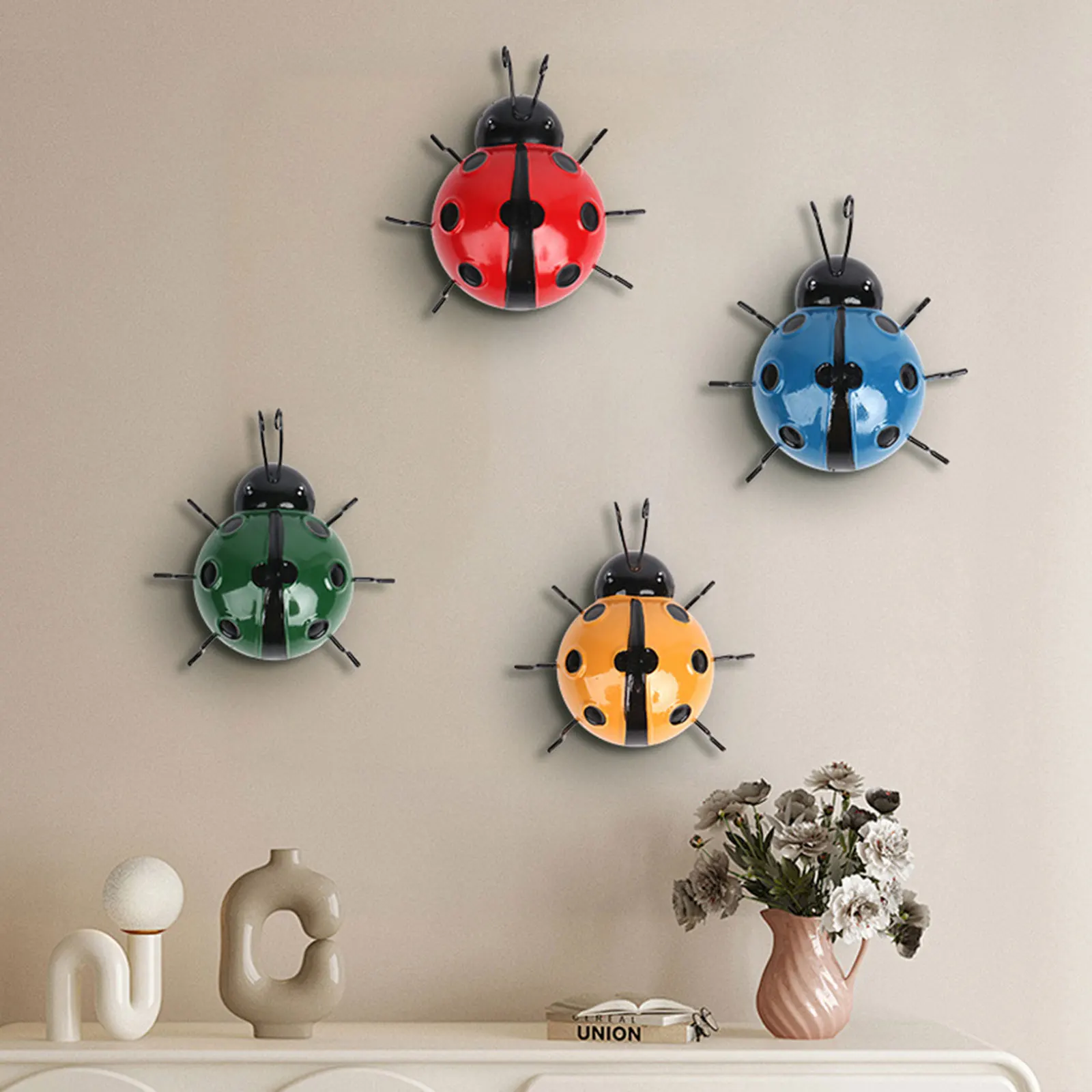 

Metal Ladybird Garden Wall Decorations Iron For Wall Decorations 3D Outdoor Ladybug Garden Ornaments Ladybug Decoration