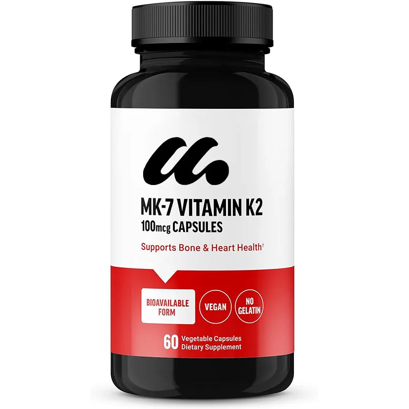 MK-7 Vitamin K2 100mcg, Male and Female Skeletal Support Supplement, Non GMO, 60 Vegetable Capsules